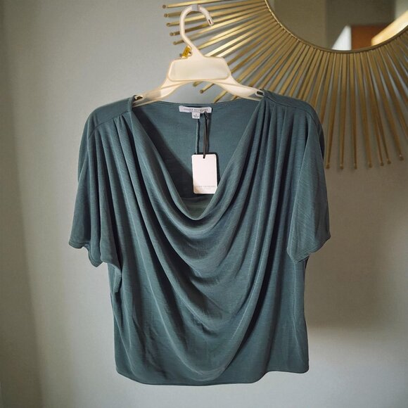 Green Envelope LA Drape Front Tee Top – Size L – NWT – Soft Modal Blend USA Made - Picture 3 of 9